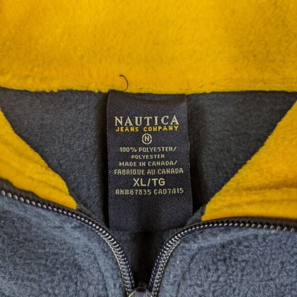 Vintage 90s Nautica Jeans Embossed Logo Half-Zip Fleece Pullover Sweater Size XL - Picture 5 of 5